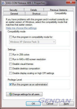 Tick the option to run as administrator