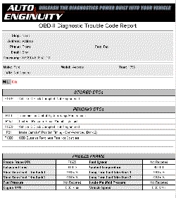 Printed reports for fault codes, test results and saved data