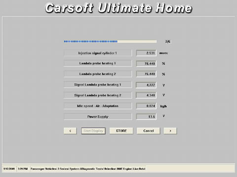 Carsoft Live Engine Sensor Data