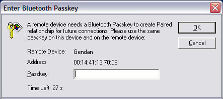 Enter Bluetooth Passkey