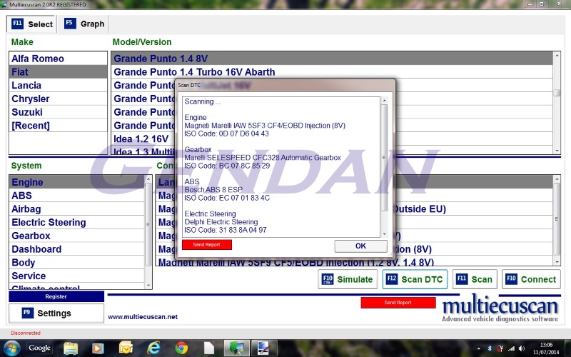 MultiECUScan - Performing a DTC scan