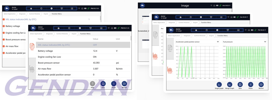 Foxwell GT90 Max - Live sensor data