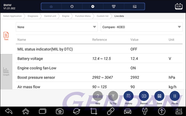 Foxwell i75TS - Learn live sensor values