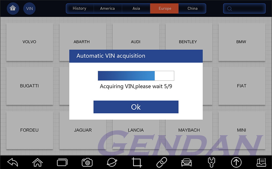 Foxwell i70 Pro - Example manufacturer listing screen